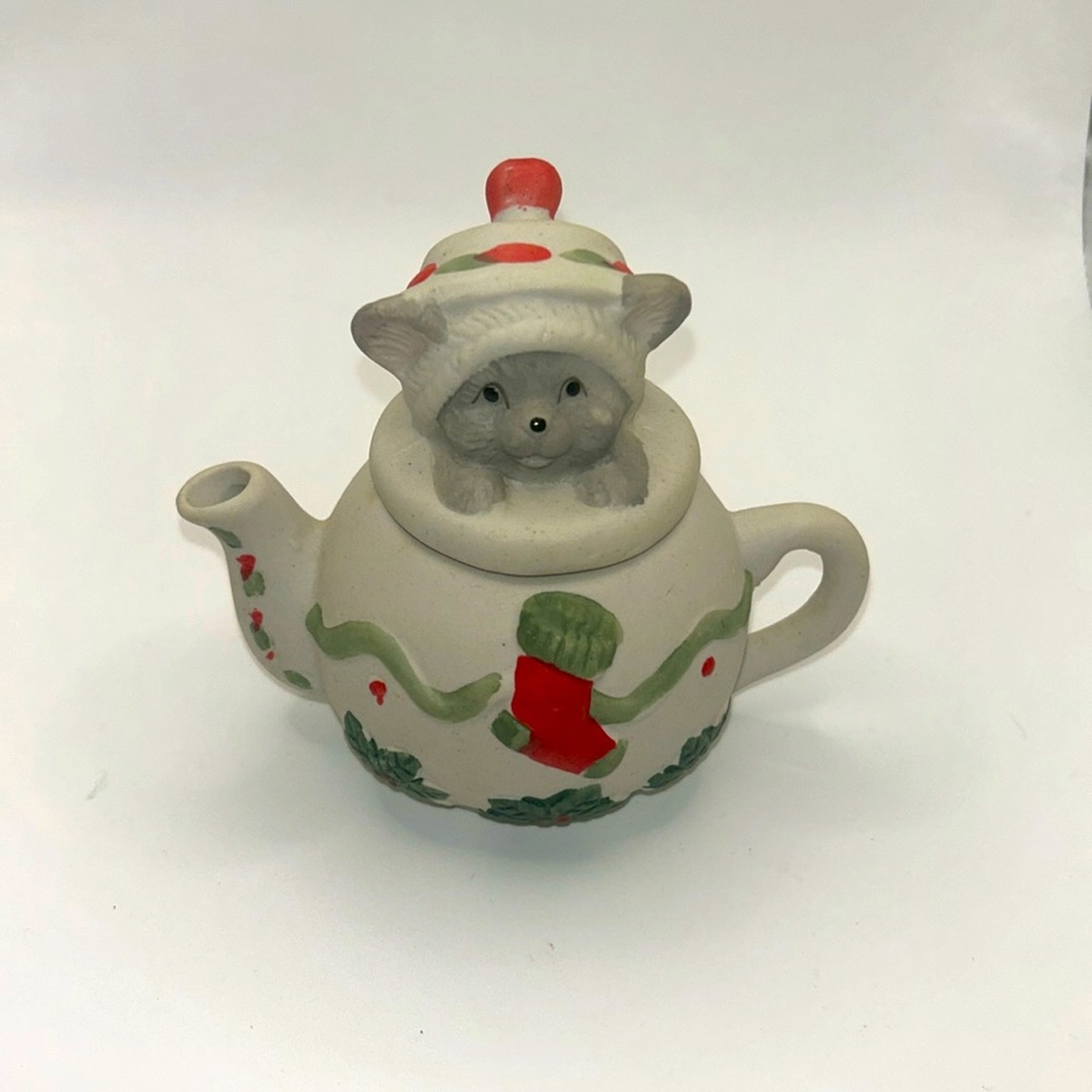 VTG Limited Edition Christmas Hermitage Pottery Ceramic Mouse In Teapot